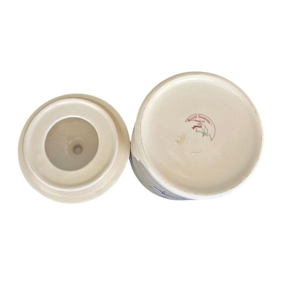 Royal Seasons Holiday Christmas Snowmen Stoneware Canister Cookie Jar Safe - Picture 4 of 6